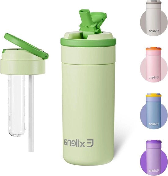 Ottima borraccia isolata con manico e beccuccio - 500 ml - impermeabile - borraccia in acciaio inossidabile per l'idratazione in movimento - borraccia verde con beccuccio
