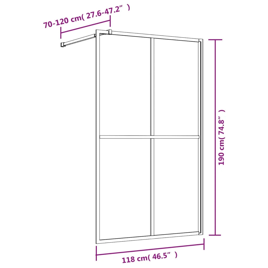 Parete per Doccia Walk-in Vetro Trasparente ESG 118x195 cm Oro