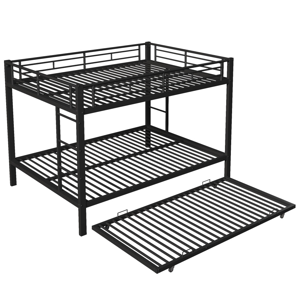 Letto a castello 140×200 cm con letto estraibile; sponde alte; senza materasso; in metallo nero