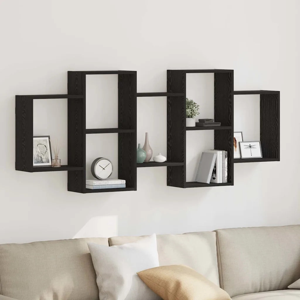 Scaffale a Parete Rovere Nero 159x18x65 cm in Truciolato 868064