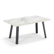 Tavolo allungabile da pranzo145x85 modello MIRO’ fino a 195 CM per sala da pranzo, cucina e soggiorno, design moderno con top in melaminico, colore Marmo di Carrara
