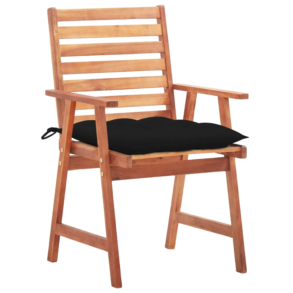 Sedie da Pranzo da Esterni con Cuscini 3 pz Massello di Acacia 3064369