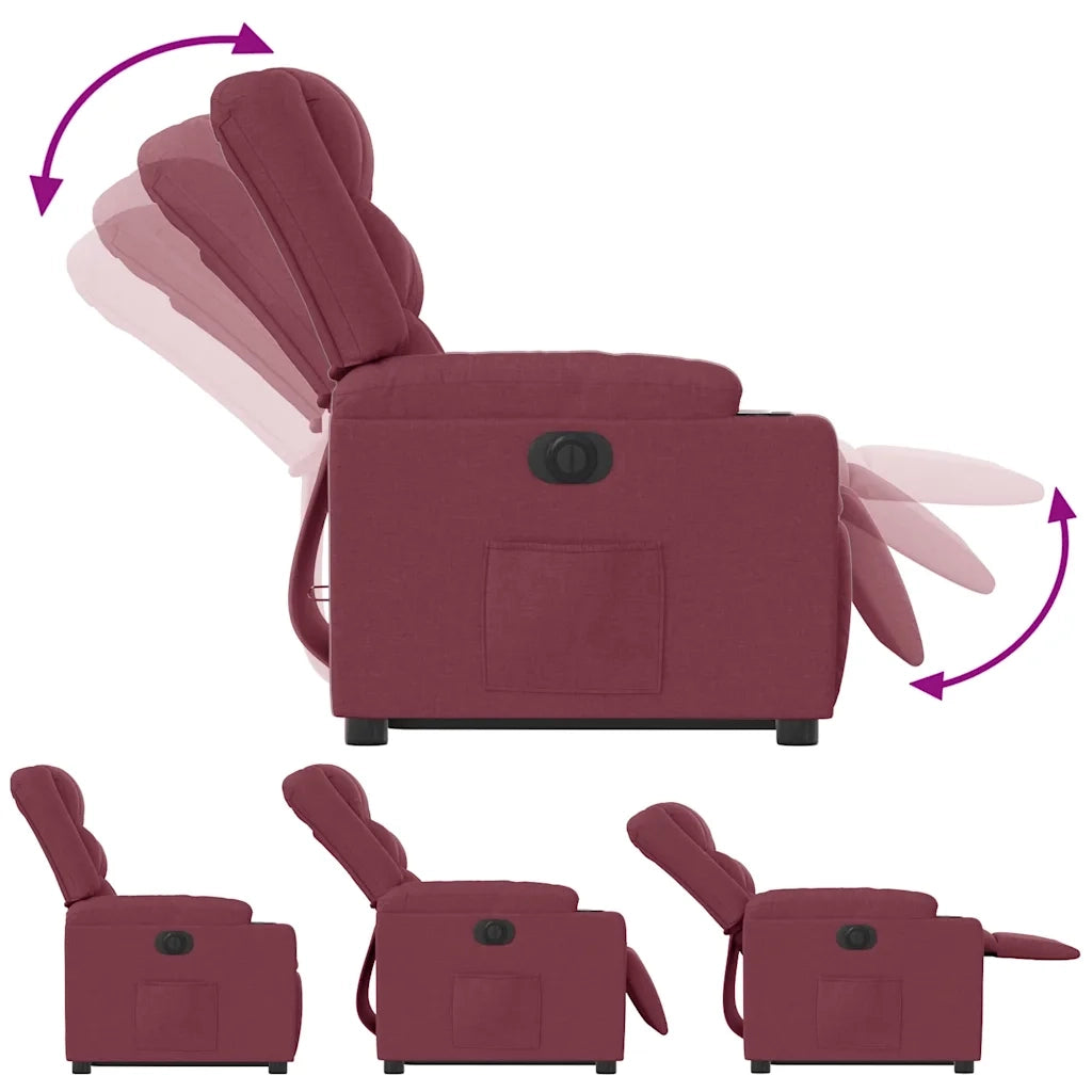 Poltrona Alzapersona Reclinabile Elettrica Rosso Vino Tessuto 3310275