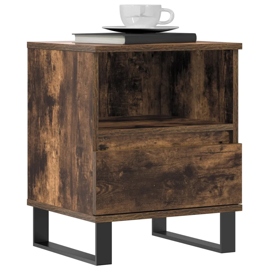 Comodino-Tavolino da notte Rovere Fumo 40x35x50 cm in Legno Multistrato 288193