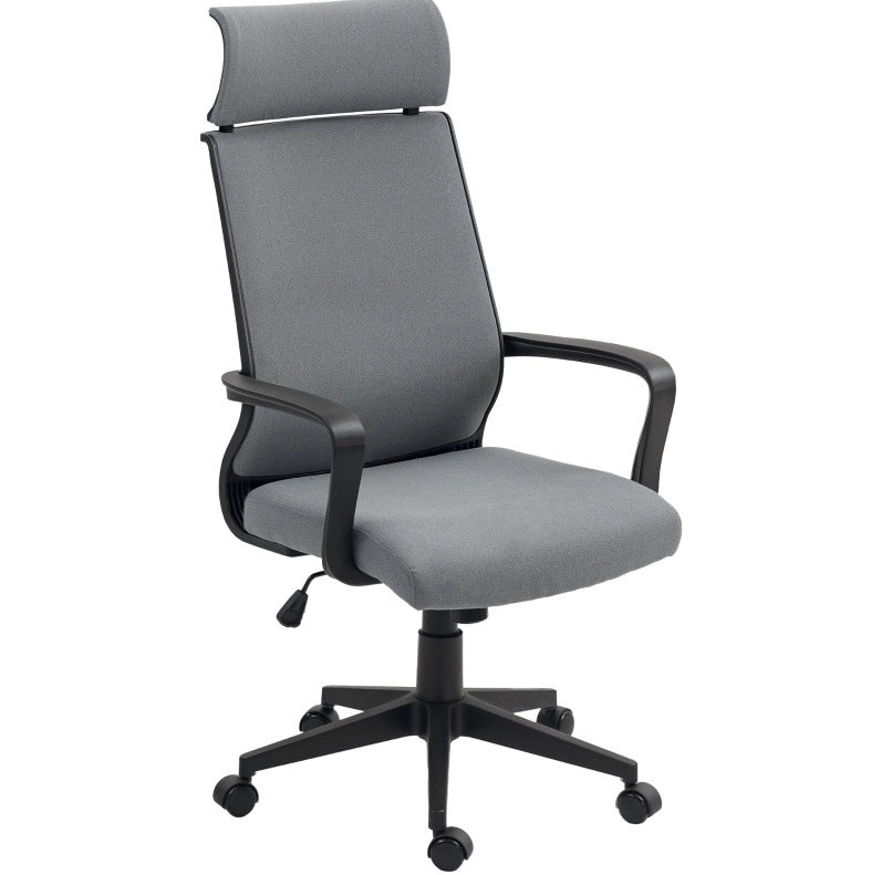 Sedia da ufficio ergonomica grigio scuro con poggiatesta e braccioli