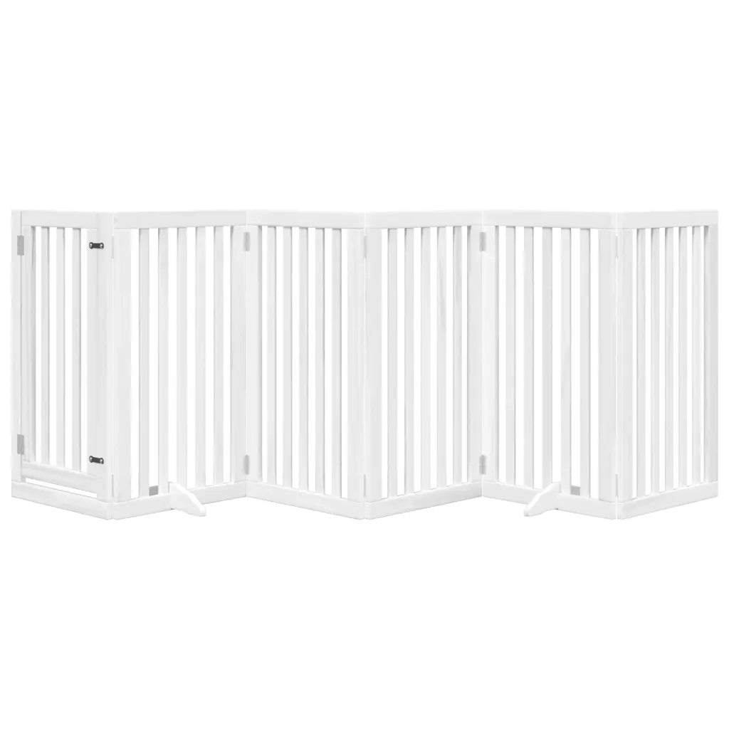 vidaXL Cancello Cani Porta Pieghevole Bianco 6 Pannelli 300 cm Pioppo