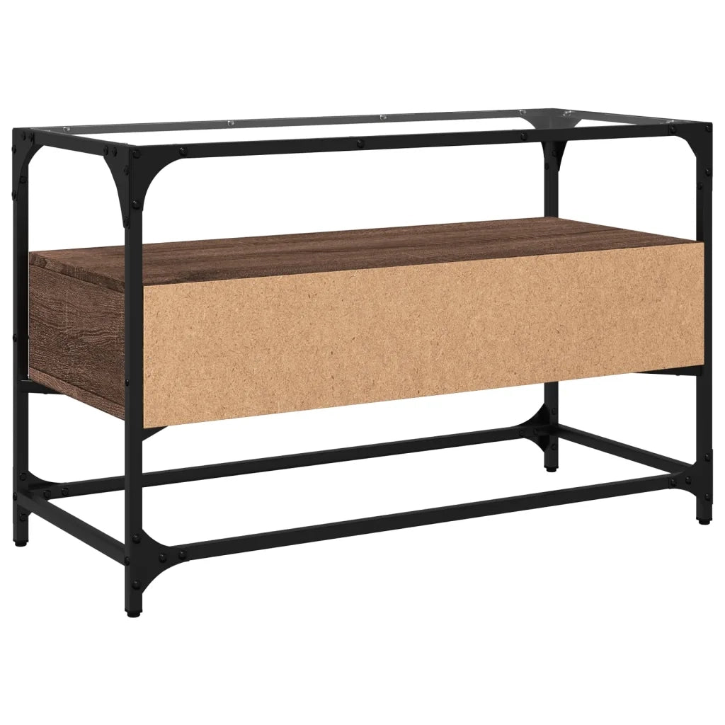 Mobile TV Piano-Credenza per TV-Console TV Vetro Rovere Marrone 80x35x51 Legno Multistrato