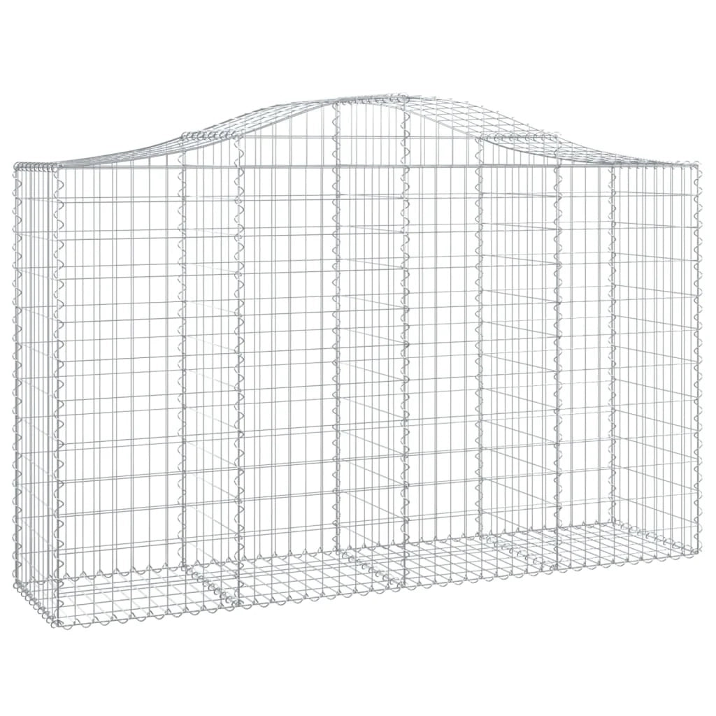 Cestini gabbioni recinzione a gabbia muro di contenimento ad arco 13 pezzi 200 x 50 x 120/140 cm ferro zincato argento 02_0040370