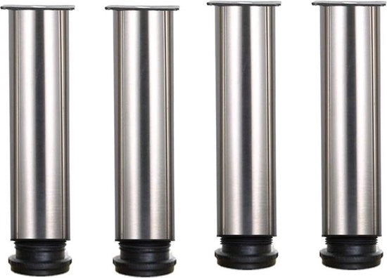 Piedi regolabili per mobili - 4 pezzi - 200 mm alti - piedi da tavolo rinforzati - Acciaio inossidabile - Inclusi viti
