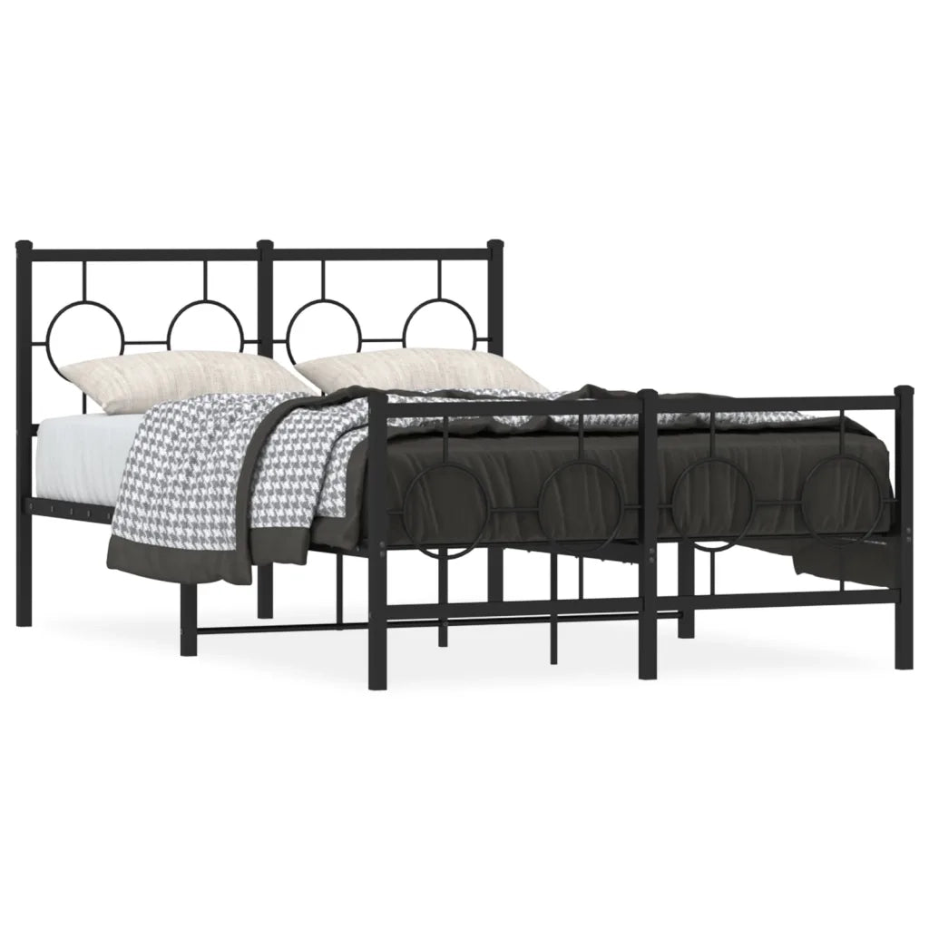 Giroletto con Testiera e Pediera Metallo Nero 120x200 cmcod mxl 112430