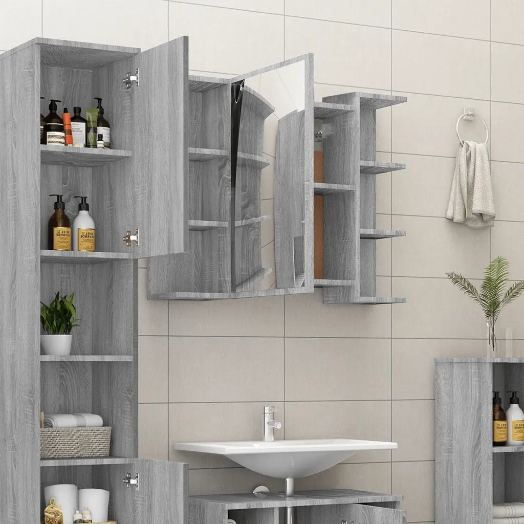 Mobile da Bagno | Armadio da bagno Grigio Sonoma 80x20,5x64cm in Legno Multistrato
