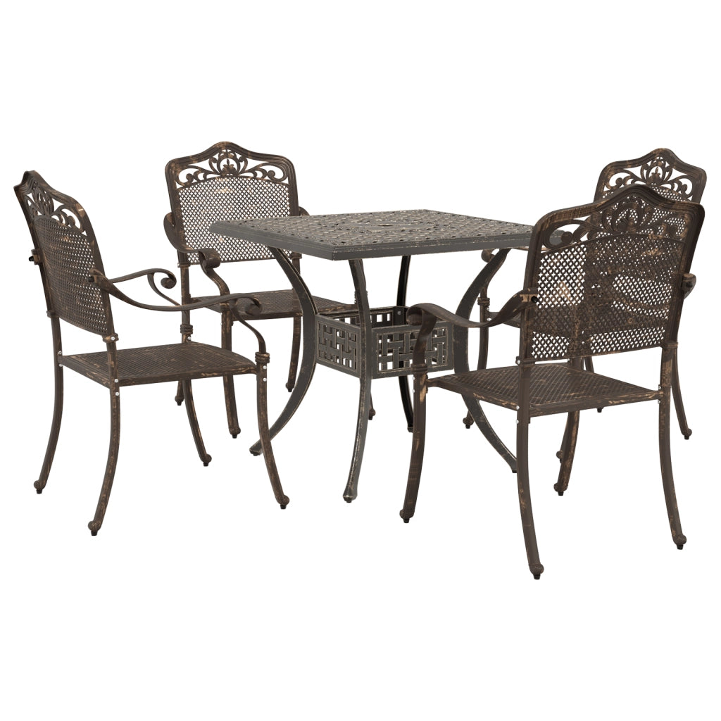 Set da pranzo da giardino 5 pezzi in alluminio bronzo