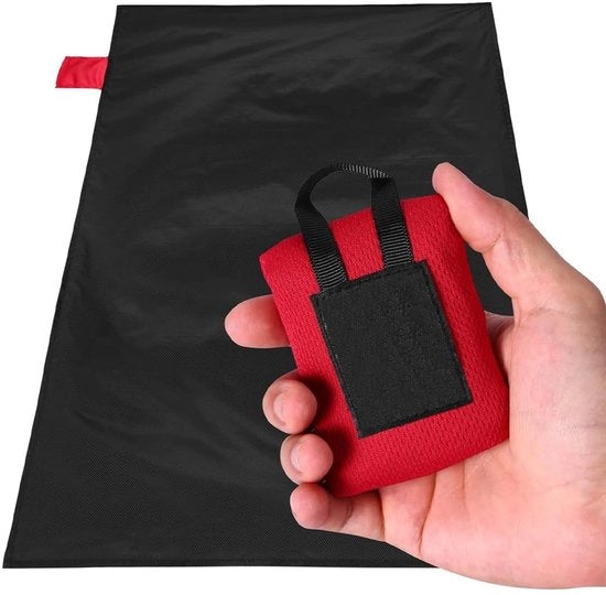 Mini deken per picnic e campeggio - 70 x 110 cm - Ultraluce e compatto - Nero - Portatile