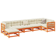 Set Divani Giardino 7 pz con Cuscini Marrone Cera Massello Pino 3299546
