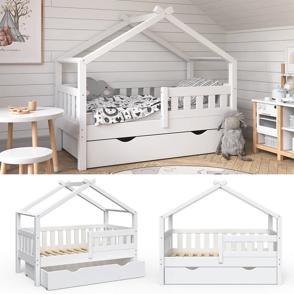 Vitalispa Letto montessori bambini Bianco 70x140 cm con cassetto