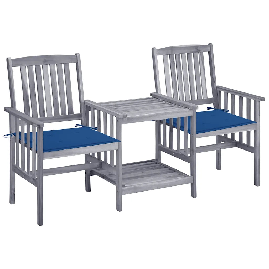 Sedie da Giardino con Cuscini e Tavolino in Massello di Acacia cod mxl 36284