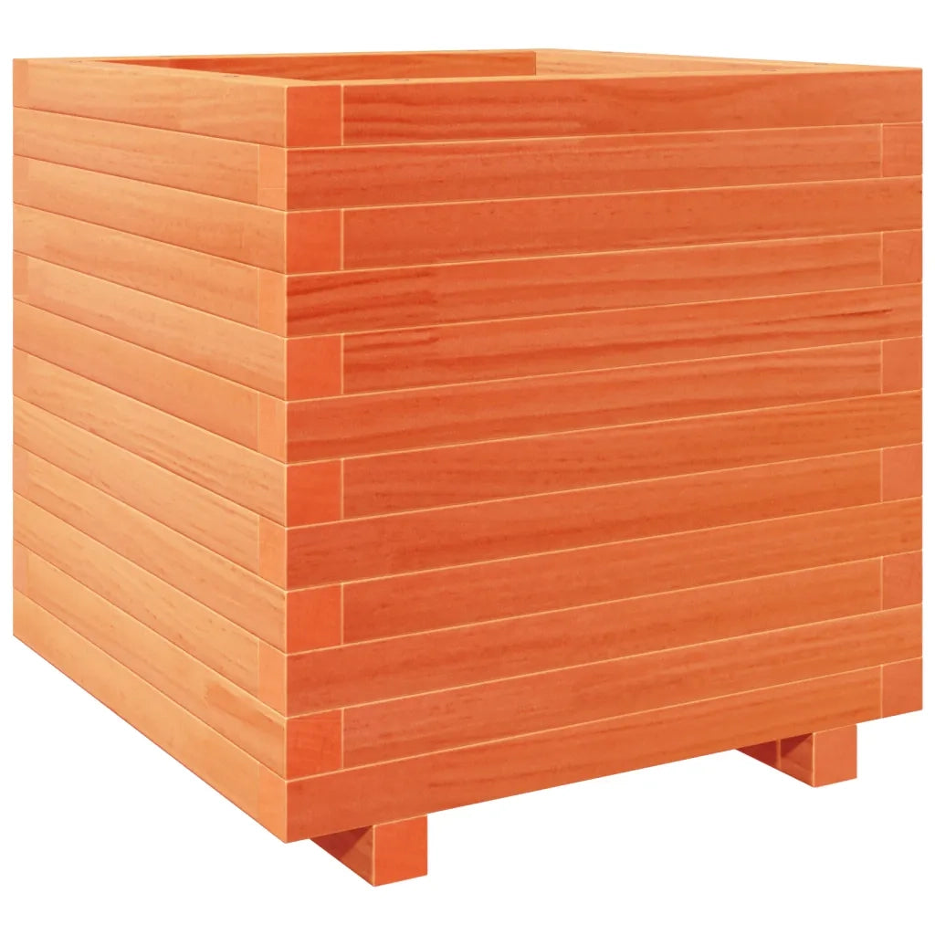 Fioriera | Cassetta per fiori | Vaso Giardino Marrone Cera 50x50x49,5cm Legno Massello Pino