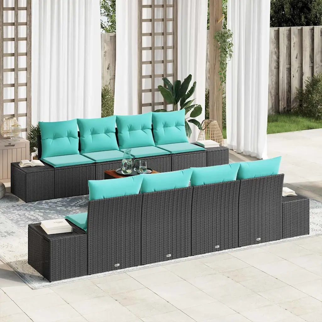 Set Divano da Giardino 9 pz Nero polyrattan 3347935