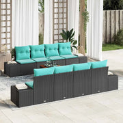 Set Divano da Giardino 9 pz Nero polyrattan 3347935