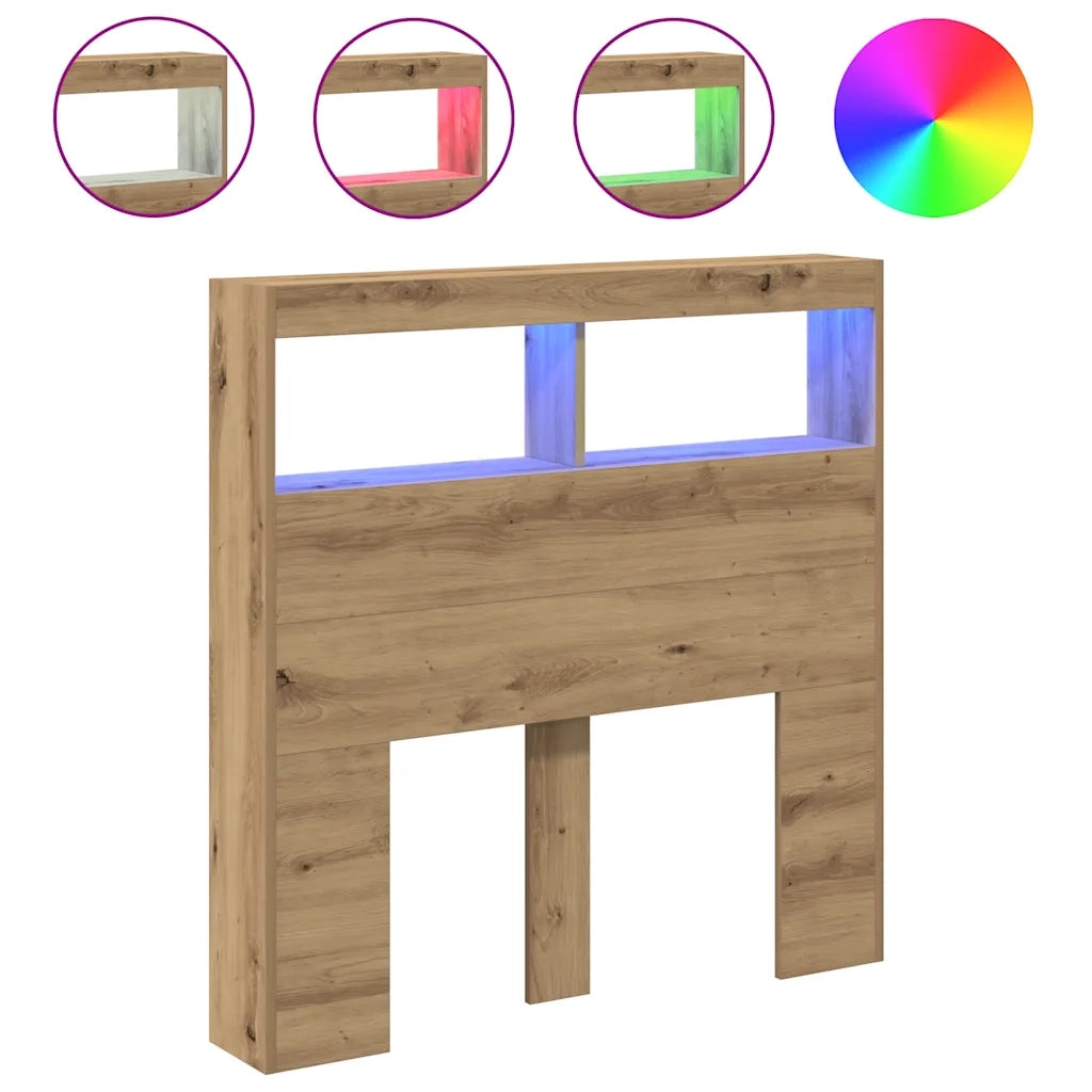 vidaXL Testiera con Contenitore a LED Rovere Artigianale 100x17x102 cm