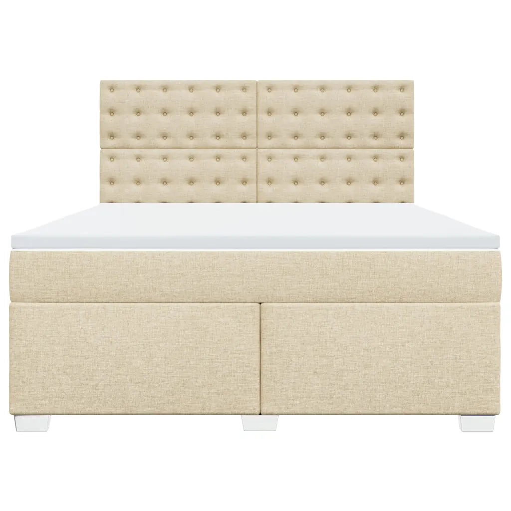 Giroletto a Molle con Materasso Crema 180x200 cm in Tessuto