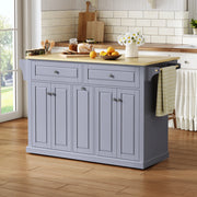 Isola cucina mobile con piano ribaltabile, 2 cassetti grandi, cassetti verticali, ruote frenanti, 121 x 49(69) x 89 cm