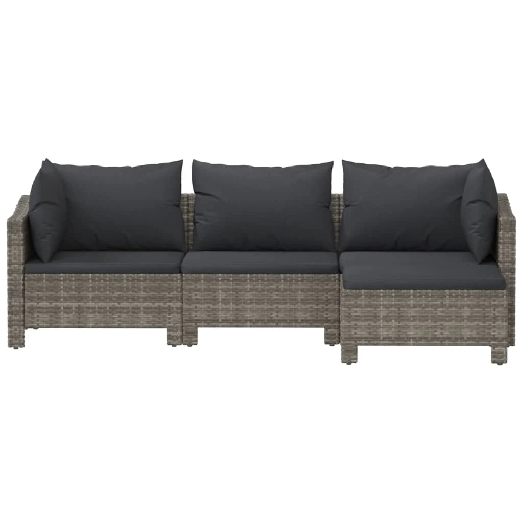 Set di mobili da giardino mobili da esterno set da 4 pezzi con cuscini resina intrecciata grigia 02_0016142