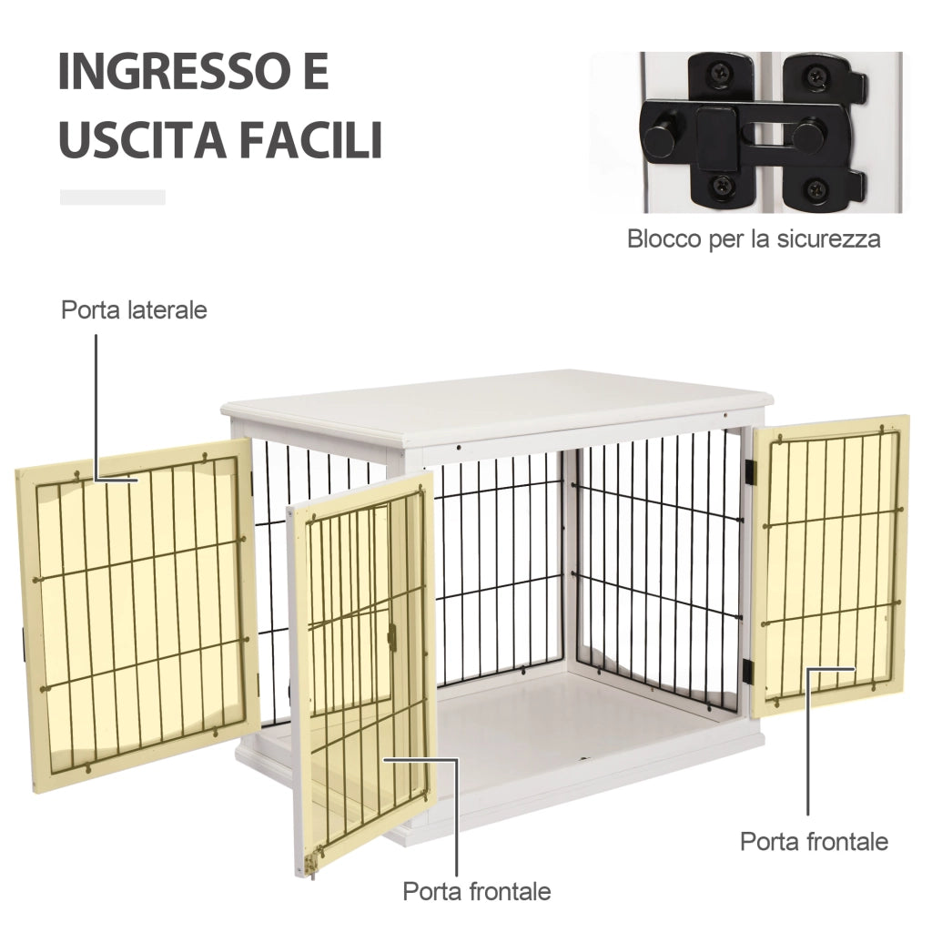 Casetta per Cani Legno Acciaio ¨C zephmum ¨C Bianco 58.5x81x66cm