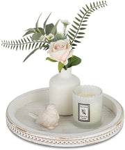 Piatto di servizio in legno decorativo - stile shabby chic - 1 pezzo - calcestruzzo bianco