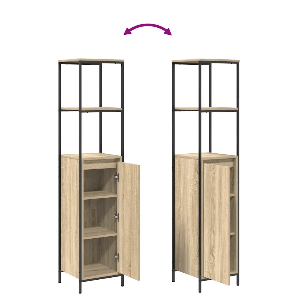 vidaXL Mobile da Bagno con Ripiani Rovere Sonoma 36x35x165 cm
