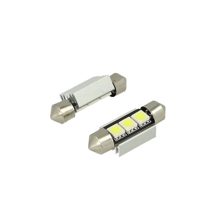 24V Lampada LED Siluro Canbus T11 C5W 36mm 3 SMD 5050 Rosso con Dissipatore Alluminio per Camion Bus Barca