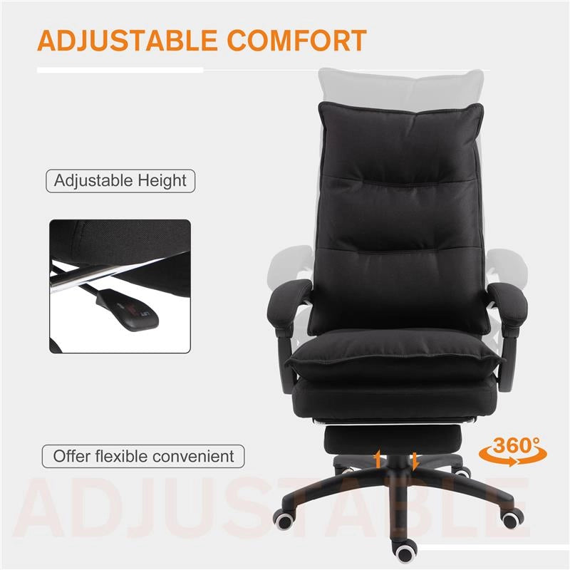 SEDIA DA UFFICIO AD ALTEZZA REGOLABILE CON 6 PUNTI MASSAGGIANTI IN TESSUTO EFFETTO LINO 70X62X120-130 CM NERO