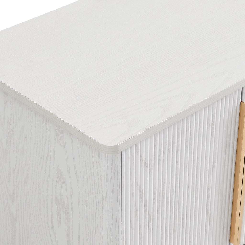 Scarpiera con 2 ante e vano aperto con ripiani regolabili in MDF legno bianco con maniglie dorate 60 × 40 × 61 cm