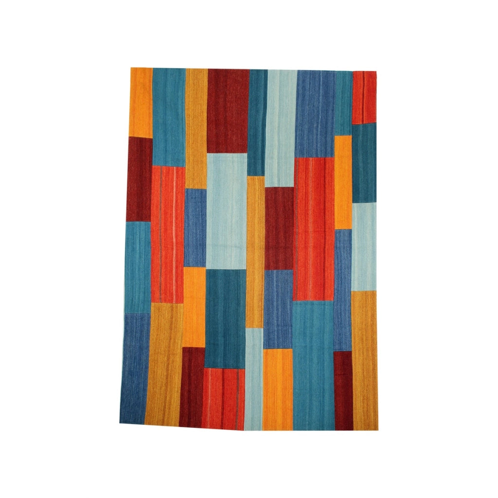 Tappeto Kilim Intenso 320 in Lana e Cotone Rosso Multicolor