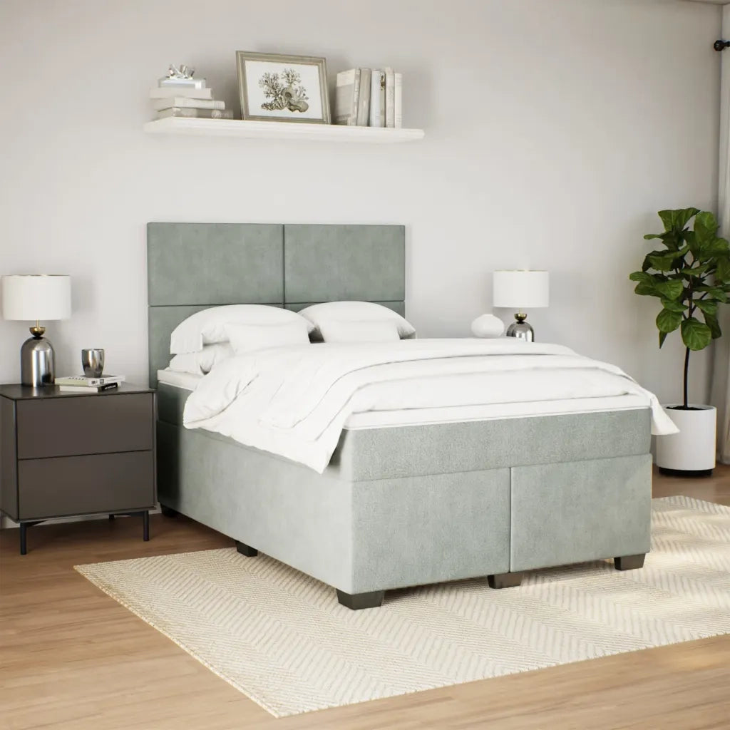 Giroletto a Molle con Materasso Grigio Chiaro 140x200cm Velluto