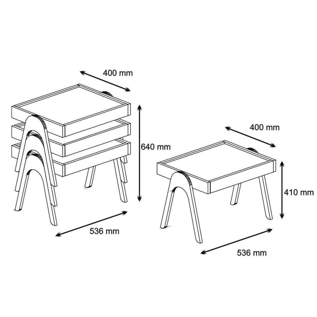 Strembo, Tavolino da Salotto Forma Rettangolare, 40x53.6x64h cm Marrone Noce