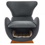 Poltrona Lounge con Cuccia Per Animali Tessuto Antigraffio Seduta Ergonomica Piedi in Legno Tessuto Grigio