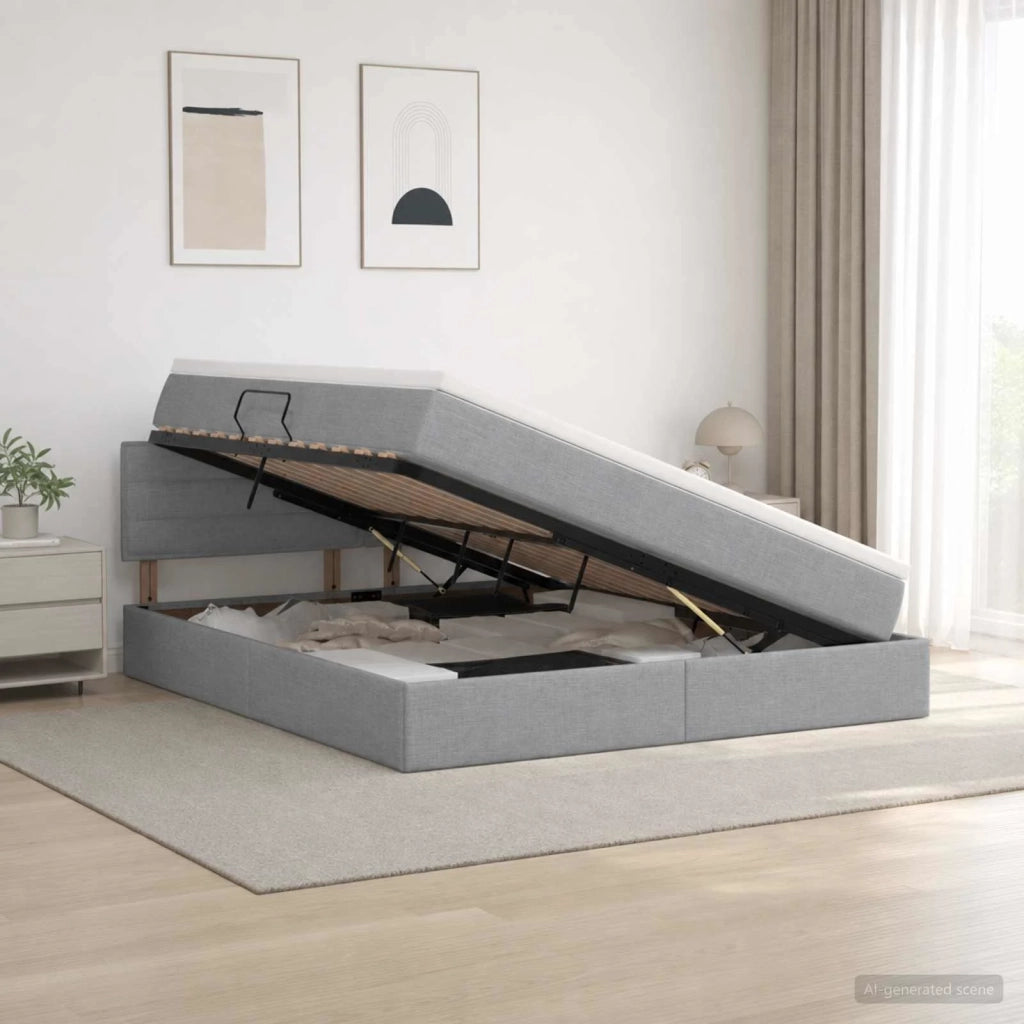 Letto con contenitore LED e materasso Grigio Chiaro 3459003