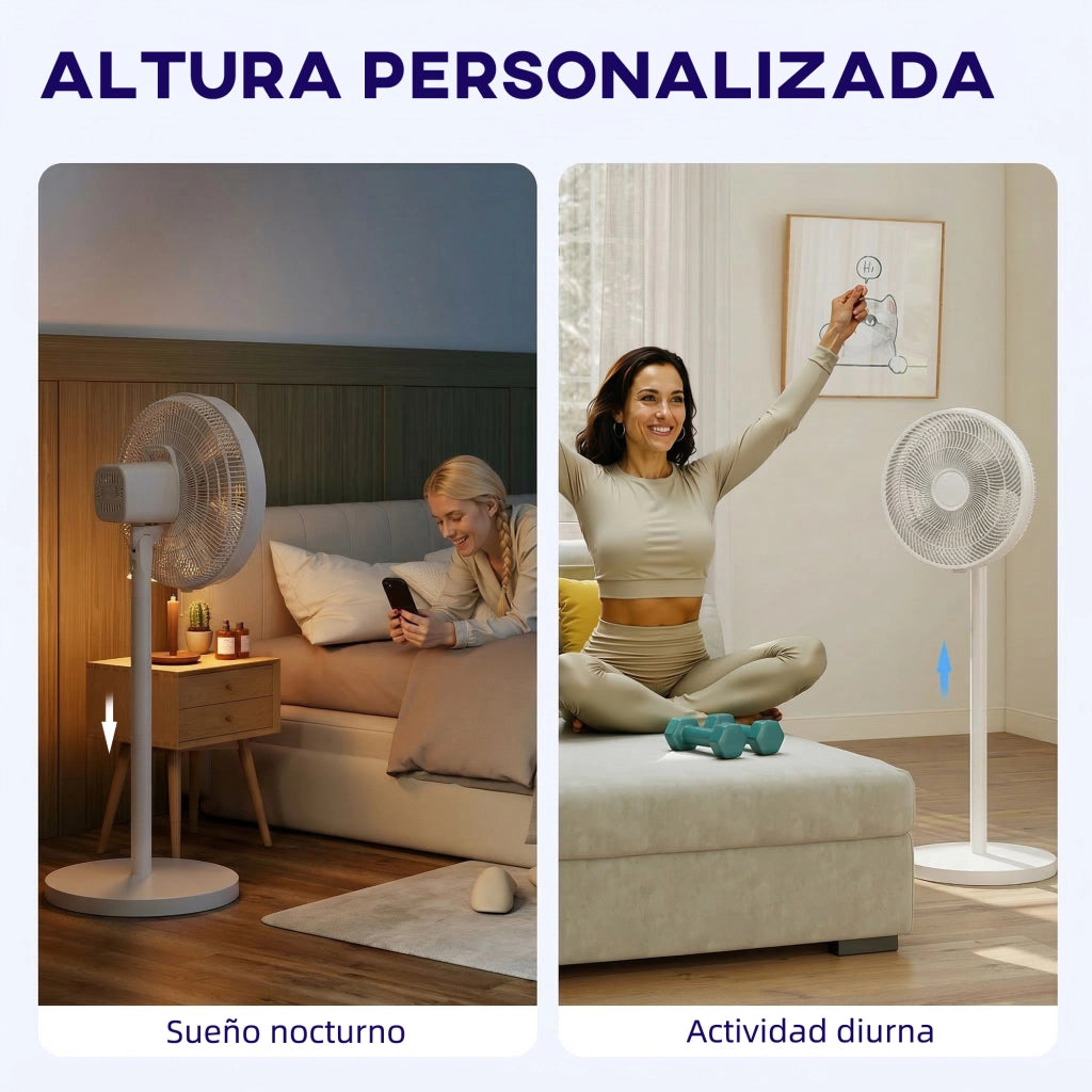 Ventilatore a Pedestallo con Telecomando ¨C zephmum ¨C Altezza Regolabile, 4 Velocit¨¤, Oscillazione 80¡ã, Timer 10H, LED, Bianco