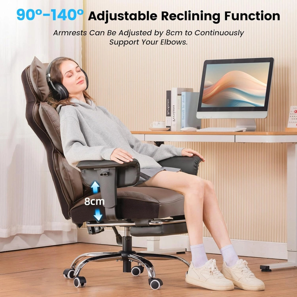 Sedia da ufficio 150 kg, Sedia da gioco, Sedia da gioco ergonomica con seduta ampia Sedia a schienale alto in pelle braccioli regolabili supporto lombare a molle insacchettate