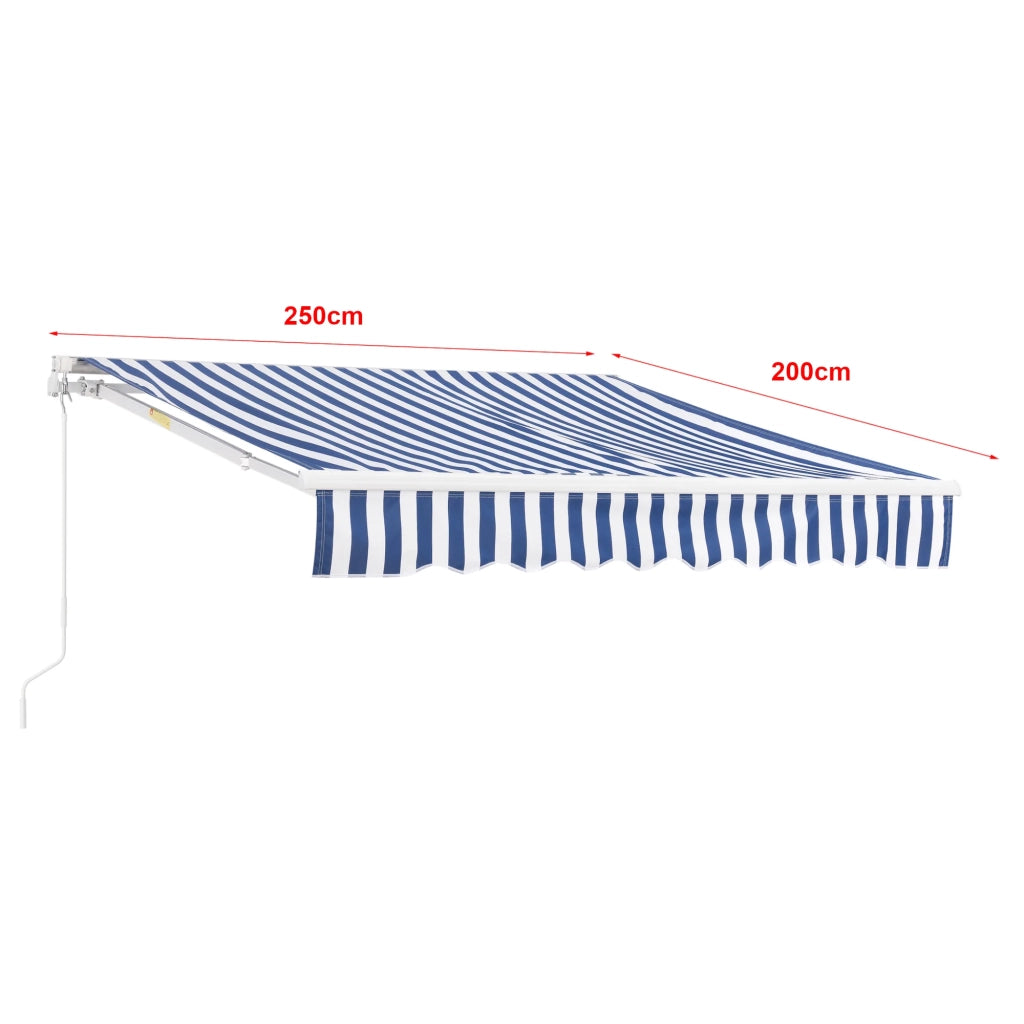 Tenda da sole con manovella 250 x 200 cm blu bianco 03_0008299