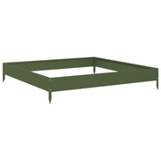 Fioriera | Cassetta per fiori | Vaso Rialzata Giardino Verde Oliva 100x100x18,5 cm Acciaio