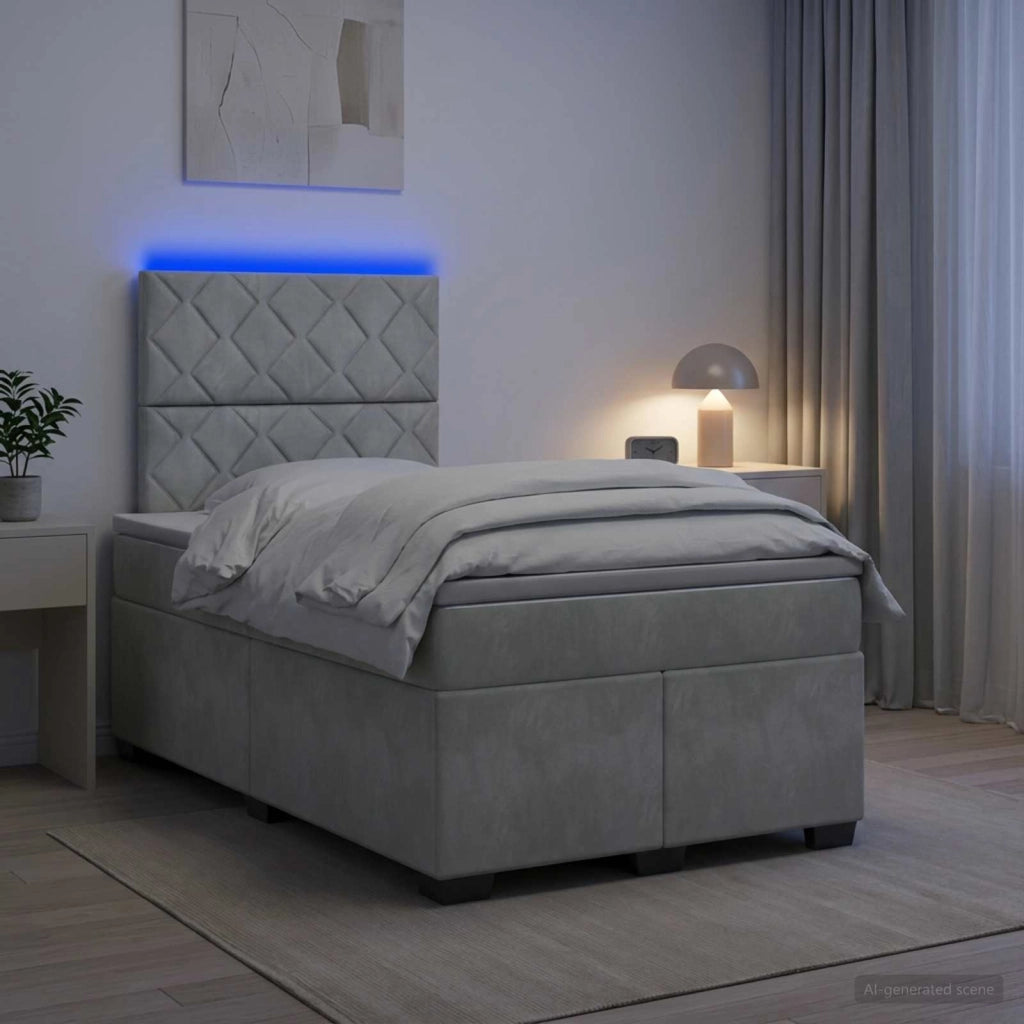 Letto box spring con materasso Grigio Chiaro 120 x 200 cm 3455090