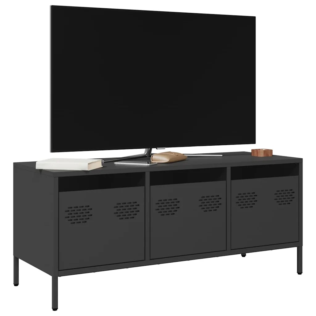 Mobile TV-Credenza per TV-Console TV Nero 101,5x39x43,5 cm in Acciaio Laminato a Freddo 967377