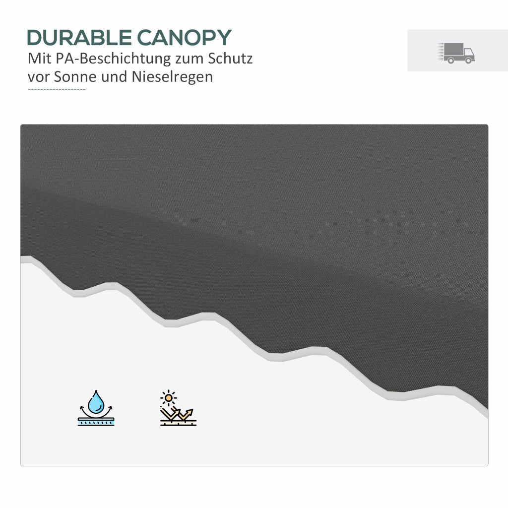 Parasole a sbalzo 243x243cm con protezione UV doppio tetto base trasversale quattro montanti stabile per balcone colore grigio scuro