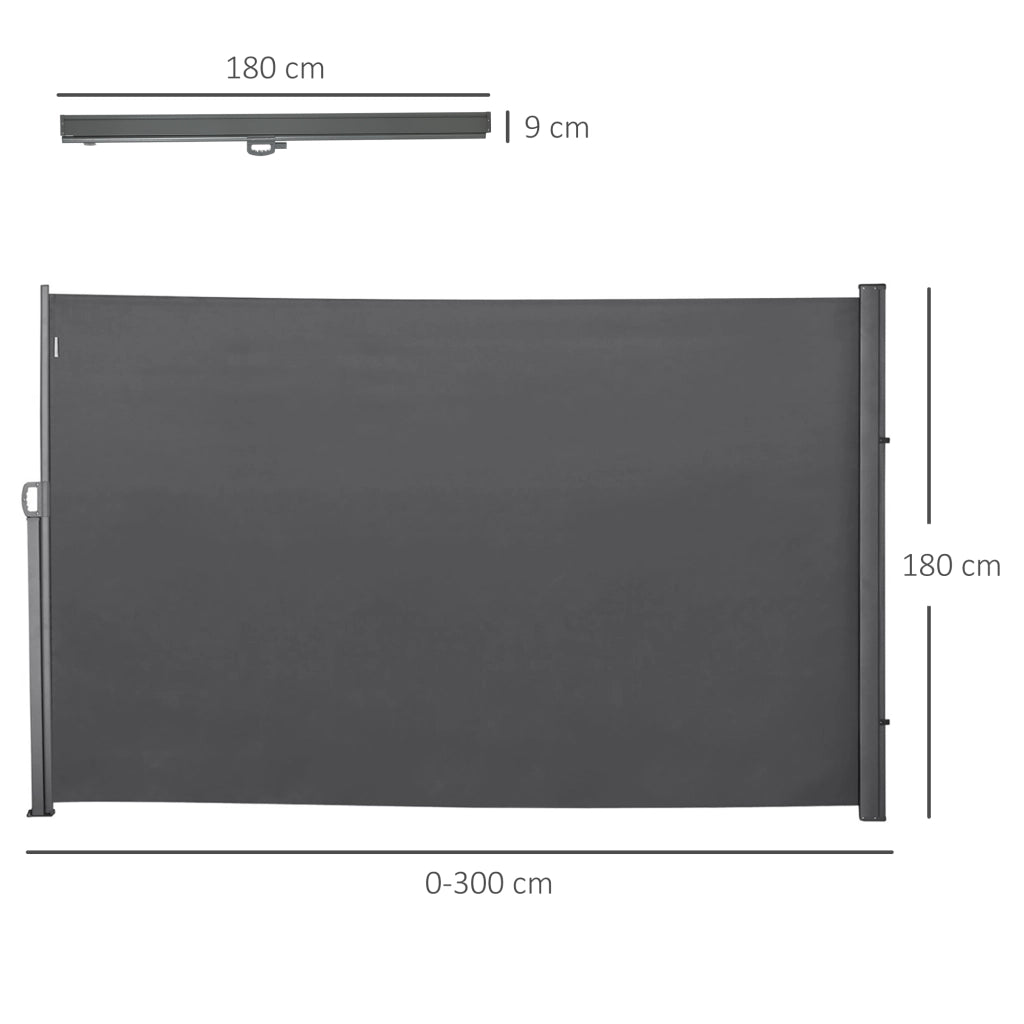 Frangivista da Giardino Estensibile 3x1.8m, Poliestere Anti UV e Alluminio, Grigio