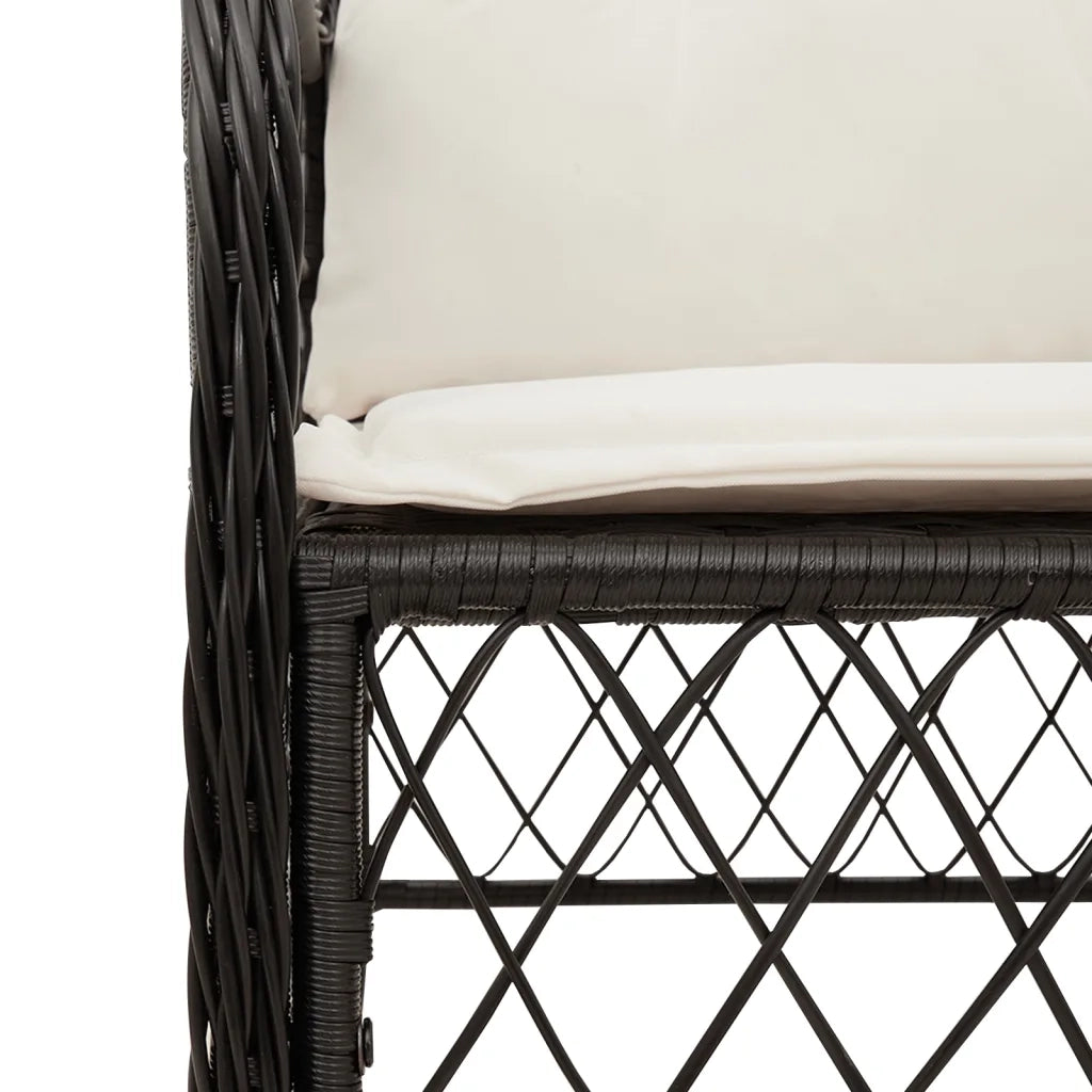 Set da Bistrò 3 pz con Cuscini Nero in Polyrattan 3212036