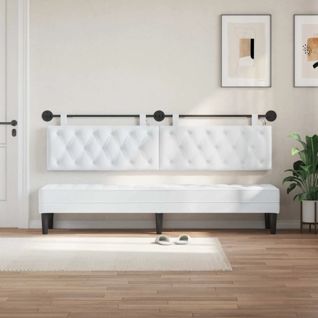 Testiera sospesa Con luce LED Bianco Tessuto