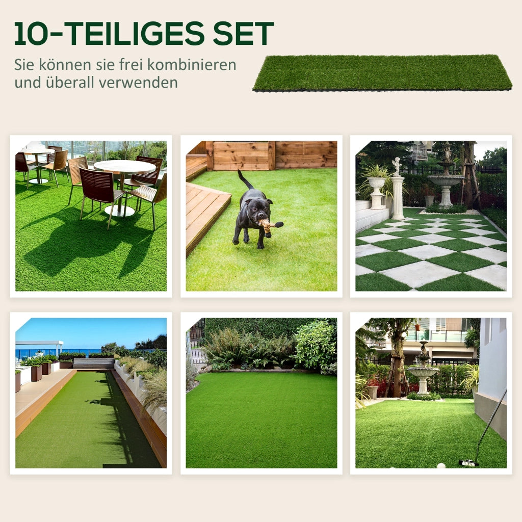 Tappeto erba sintetica per giardino ¨C zephmum ¨C verde, set 10 pezzi 30x30cm