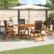 Set Pranzo da Giardino 7pz Legno Massello di Acacia e Textilene